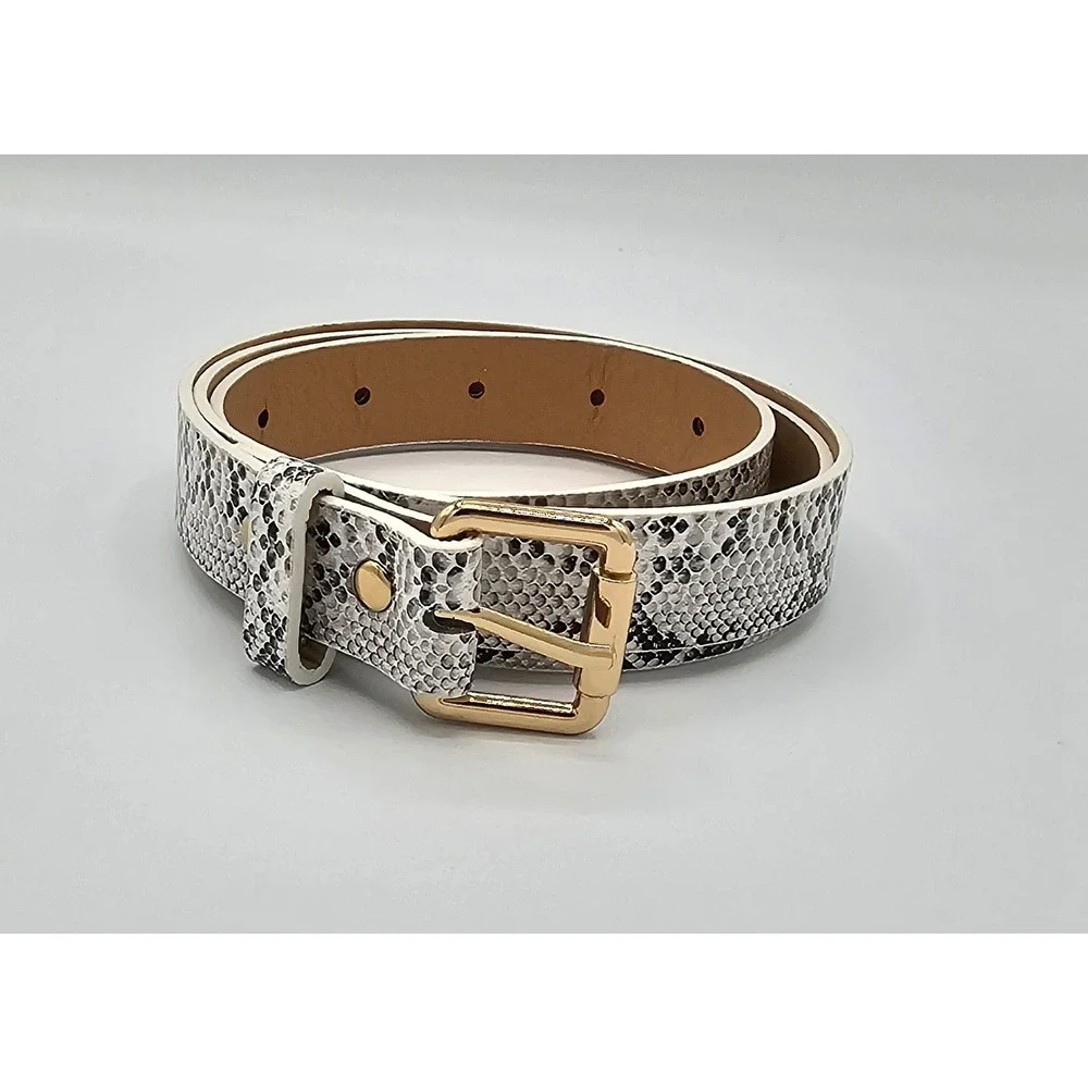 Snakeskin Embossed PU Leather Belt Women's 34